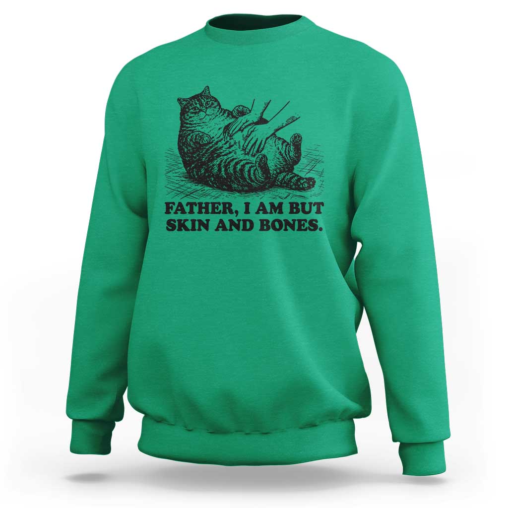 Funny Cat Dad Cat Lover Sweatshirt Father I Am But Skin and Bones