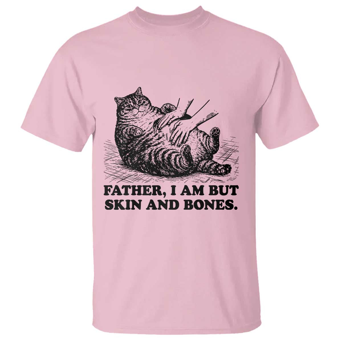 Funny Cat Dad Cat Lover T Shirt Father I Am But Skin and Bones