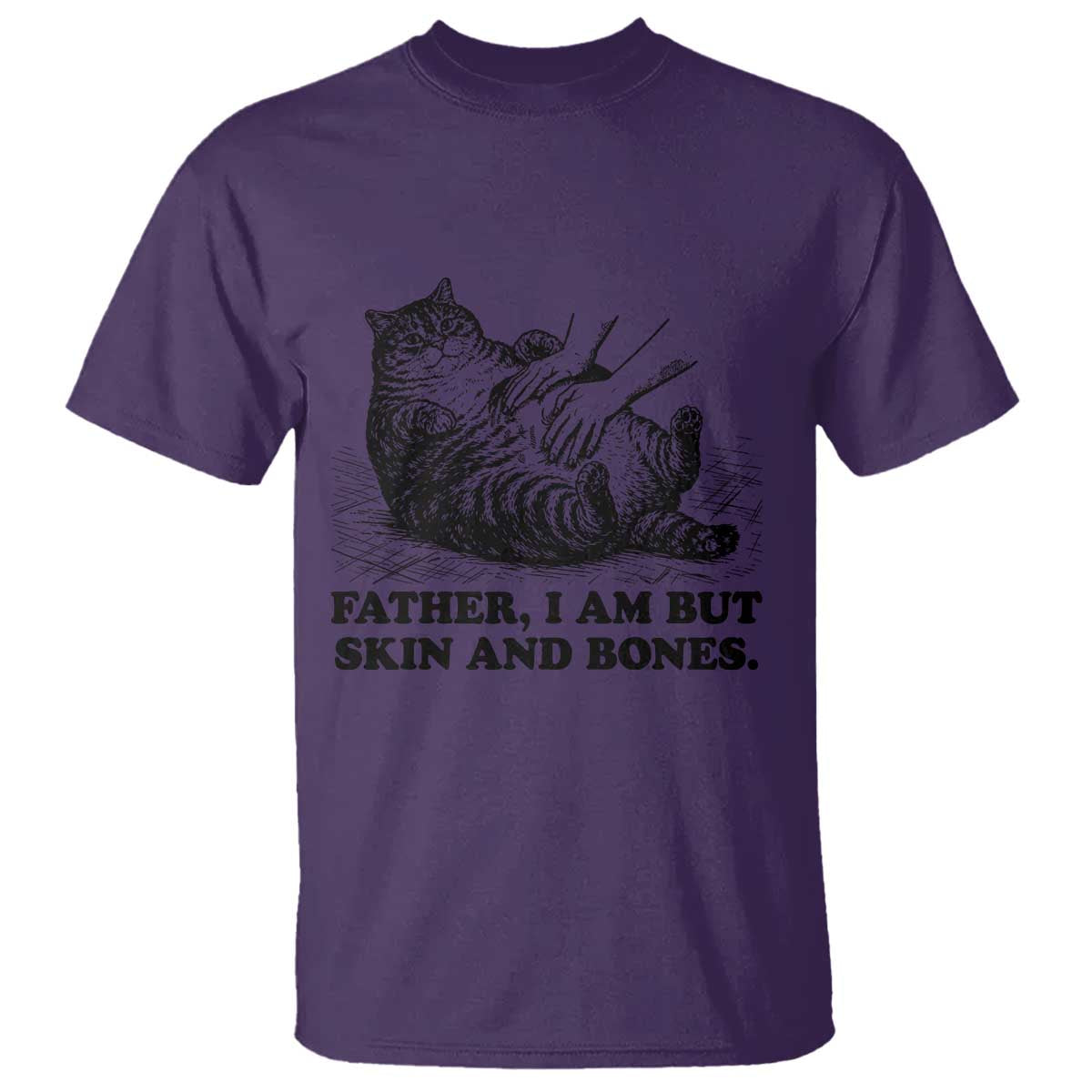 Funny Cat Dad Cat Lover T Shirt Father I Am But Skin and Bones
