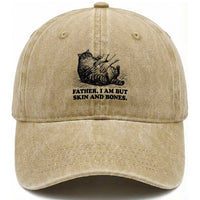 Funny Cat Dad Cat Lover Washed Cotton Baseball Cap Father I Am But Skin and Bones