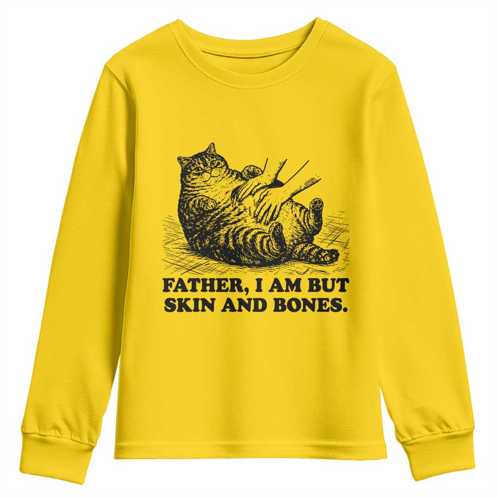 Funny Cat Dad Cat Lover Youth Sweatshirt Father I Am But Skin and Bones