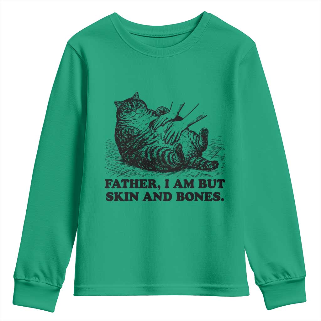 Funny Cat Dad Cat Lover Youth Sweatshirt Father I Am But Skin and Bones