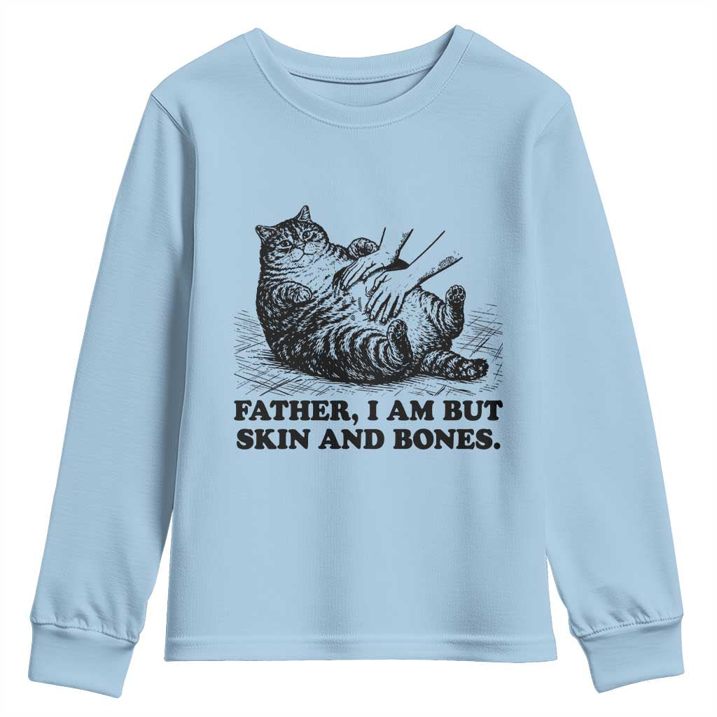 Funny Cat Dad Cat Lover Youth Sweatshirt Father I Am But Skin and Bones
