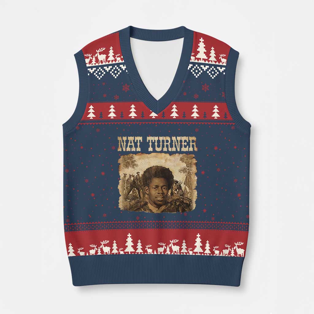 Nat Turner V-Neck Knit Sweater Vest Black History African American