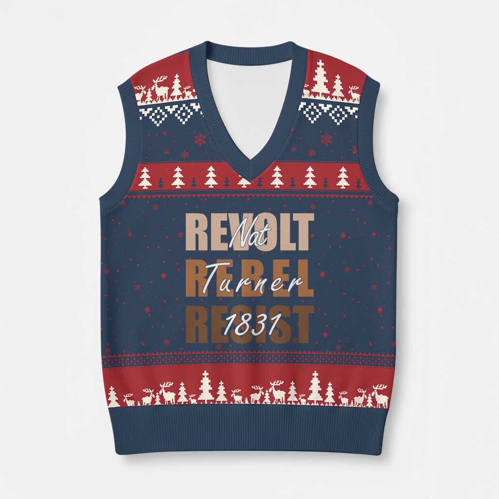 Nat Turner Quote V-Neck Knit Sweater Vest Black History Month