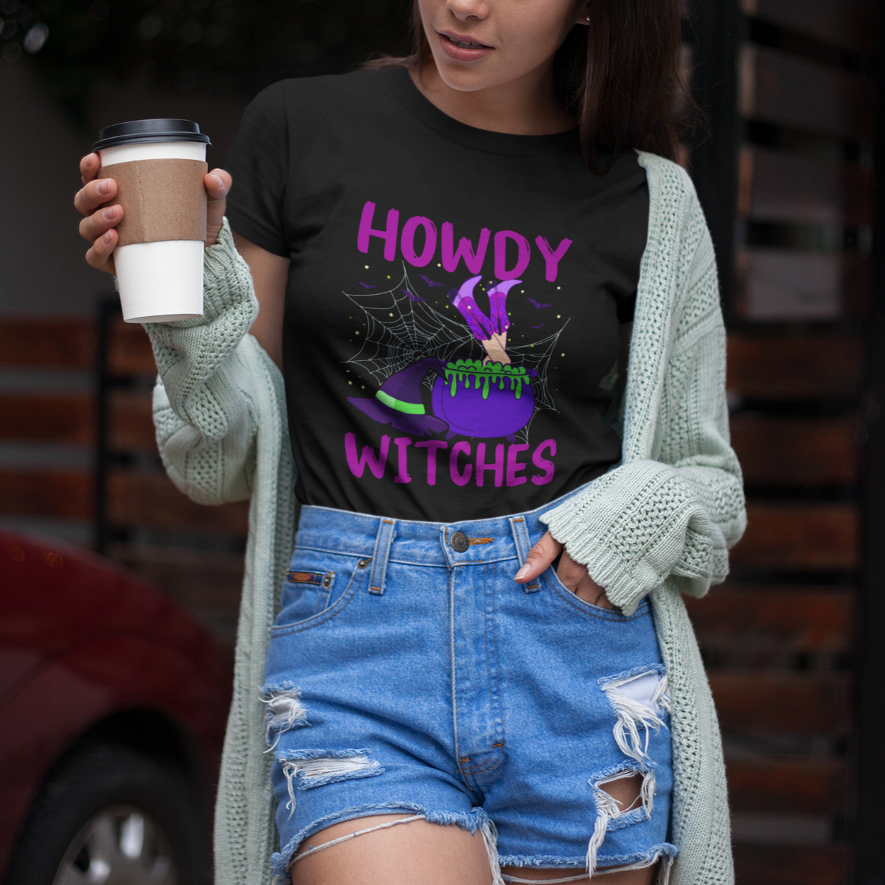 Halloween Witch T Shirt Howdy Witches Western Cowgirl - Wonder Print Shop
