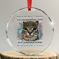 Tummy Ache Survivor Cat Meme Crystal Glass Ornament Vintage 90s Graphic Funny Stomach Issues Bootleg - Wonder Print Shop