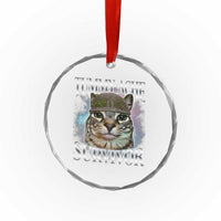 Tummy Ache Survivor Cat Meme Crystal Glass Ornament Vintage 90s Graphic Funny Stomach Issues Bootleg - Wonder Print Shop