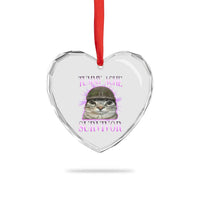Tummy Ache Survivor Cat Meme Heart Crystal Glass Ornament Funny Trending Oddly Specific Brainrot Memes