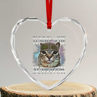 Tummy Ache Survivor Cat Meme Heart Crystal Glass Ornament Vintage 90s Graphic Funny Stomach Issues Bootleg - Wonder Print Shop