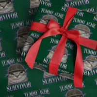 Tummy Ache Survivor Cat Meme Wrapping Paper Roll Funny Trending Oddly Specific Brainrot Memes
