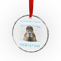 Tummy Ache Survivor Crystal Glass Ornament Funny Capybara Meme For Animal Lover - Wonder Print Shop