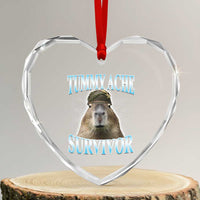 Tummy Ache Survivor Heart Crystal Glass Ornament Funny Capybara Meme For Animal Lover - Wonder Print Shop