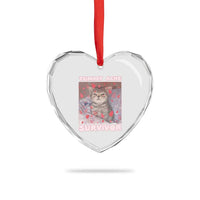 Tummy Ache Survivor Heart Crystal Glass Ornament Funny Cute Cat Meme - Wonder Print Shop