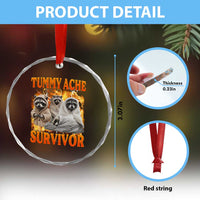 Tummy Ache Survivor Raccoon Meme Crystal Glass Ornament