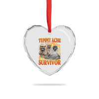 Tummy Ache Survivor Raccoon Meme Heart Crystal Glass Ornament