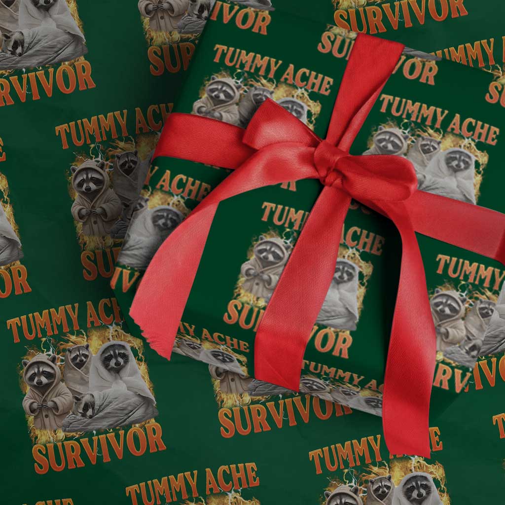 Tummy Ache Survivor Raccoon Meme Wrapping Paper Roll
