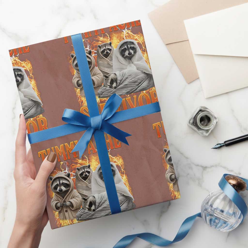 Tummy Ache Survivor Raccoon Meme Wrapping Paper Roll