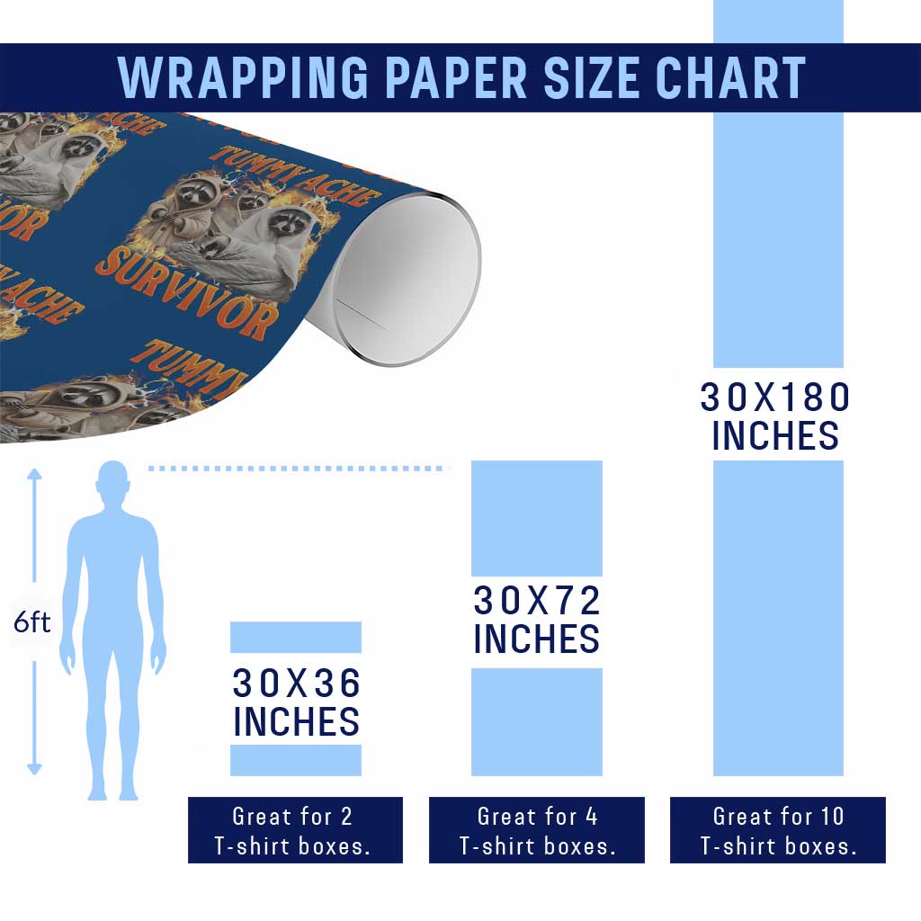 Tummy Ache Survivor Raccoon Meme Wrapping Paper Roll