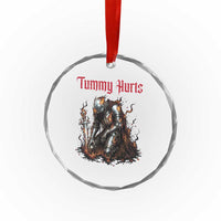 Tummy Hurts Crystal Glass Ornament Funny Medieval Knight Dark Humor