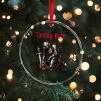 Tummy Hurts Crystal Glass Ornament Funny Medieval Knight Dark Humor