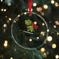 Tummy Hurts Funny Medieval Frog Crystal Glass Ornament Dark Fantasy Meme