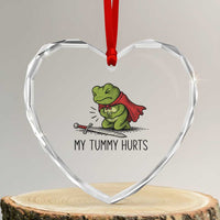 Tummy Hurts Funny Medieval Frog Heart Crystal Glass Ornament Dark Fantasy Meme