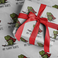 Tummy Hurts Funny Medieval Frog Wrapping Paper Roll Dark Fantasy Meme