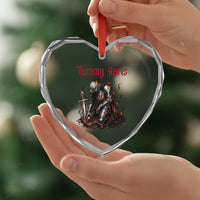 Tummy Hurts Heart Crystal Glass Ornament Funny Medieval Knight Dark Humor