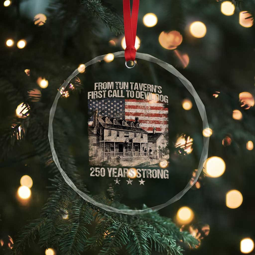 Tun Tavern 250th Anniversary Crystal Glass Ornament Patriotic Veteran Military Gift American Flag TS10