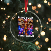Tung Tung Sahur Italian Brainrot 4th Of July Meme Crystal Glass Ornament