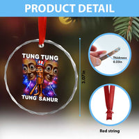 Tung Tung Sahur Italian Brainrot 4th Of July Meme Crystal Glass Ornament
