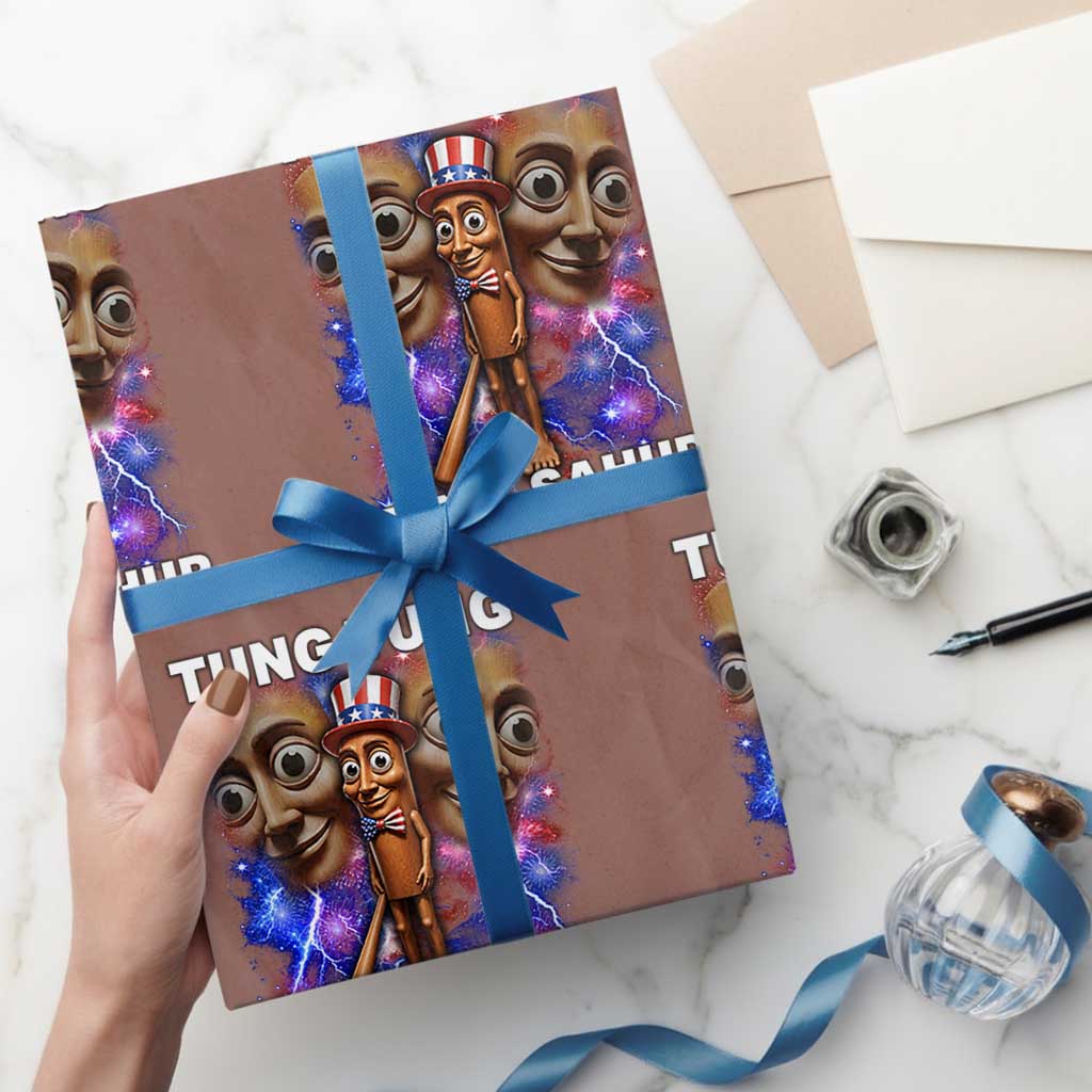 Tung Tung Sahur Italian Brainrot 4th Of July Meme Wrapping Paper Roll
