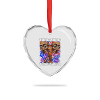 Tung Tung Sahur Italian Brainrot 4th Of July Meme Heart Crystal Glass Ornament