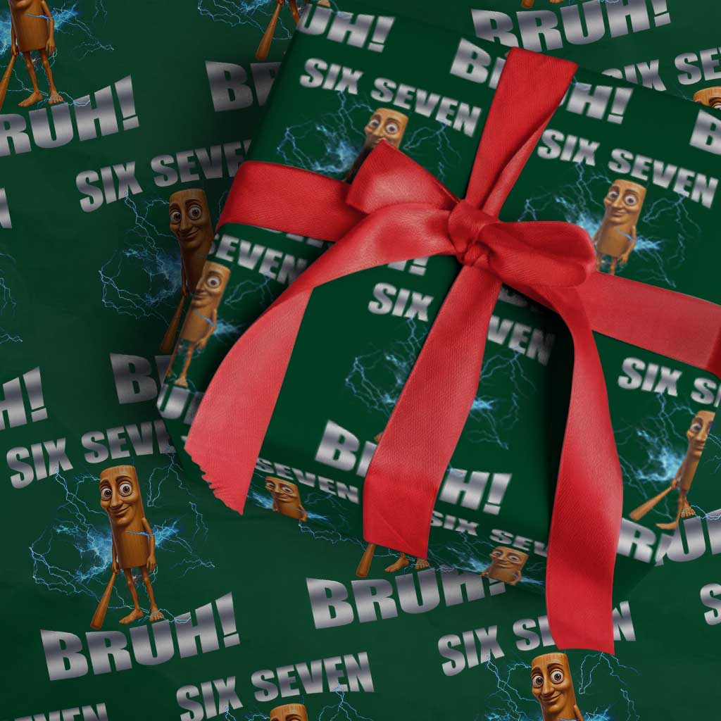 Tung Tung Sahur Six Seven Meme Wrapping Paper Roll Funny 67 Gen Alpha Gift - Wonder Print Shop