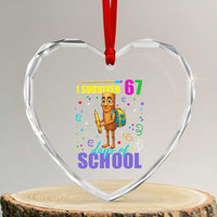 Tung Tung Tung Sahur I Survived 67 Days of School Heart Crystal Glass Ornament Funny Six Seven 6 7 Meme Teacher Student - Wonder Print Shop