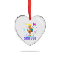 Tung Tung Tung Sahur I Survived 67 Days of School Heart Crystal Glass Ornament Funny Six Seven 6 7 Meme Teacher Student - Wonder Print Shop