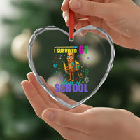 Tung Tung Tung Sahur I Survived 67 Days of School Heart Crystal Glass Ornament Funny Six Seven 6 7 Meme Teacher Student - Wonder Print Shop