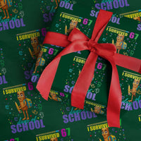 Tung Tung Tung Sahur I Survived 67 Days of School Wrapping Paper Roll Funny Six Seven 6 7 Meme Teacher Student - Wonder Print Shop