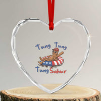 Tung Tung Tung Sahur Italian Brainrot 4th of July Heart Crystal Glass Ornament