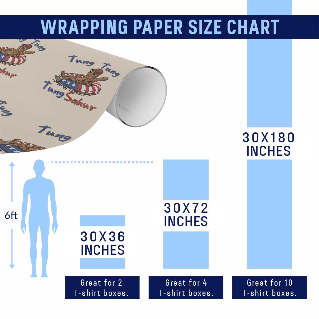 Tung Tung Tung Sahur Italian Brainrot 4th of July Wrapping Paper Roll