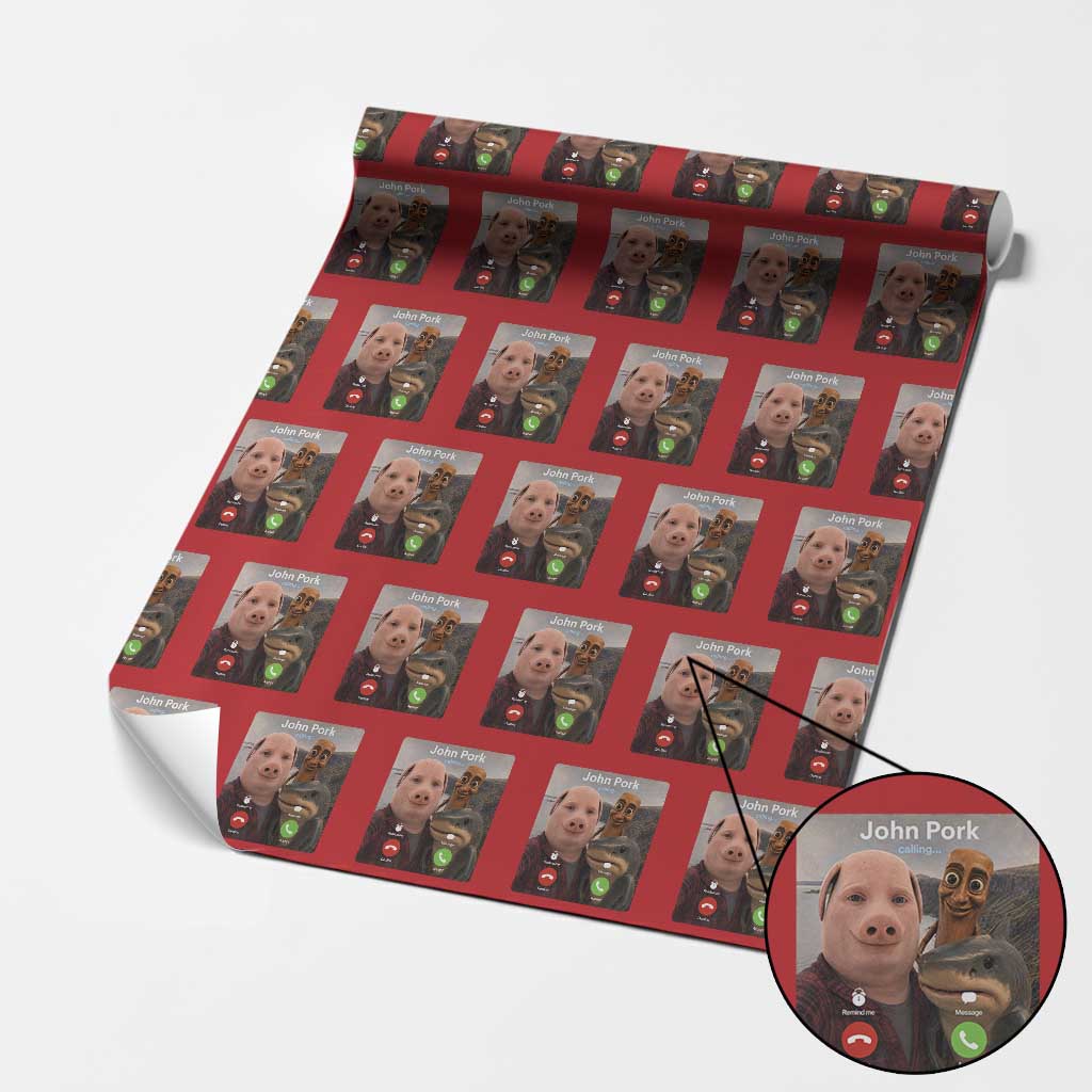 Tung Tung Tung Sahur John Pork Calling Wrapping Paper Roll Tralalero Tralala Meme Brainrot Funny