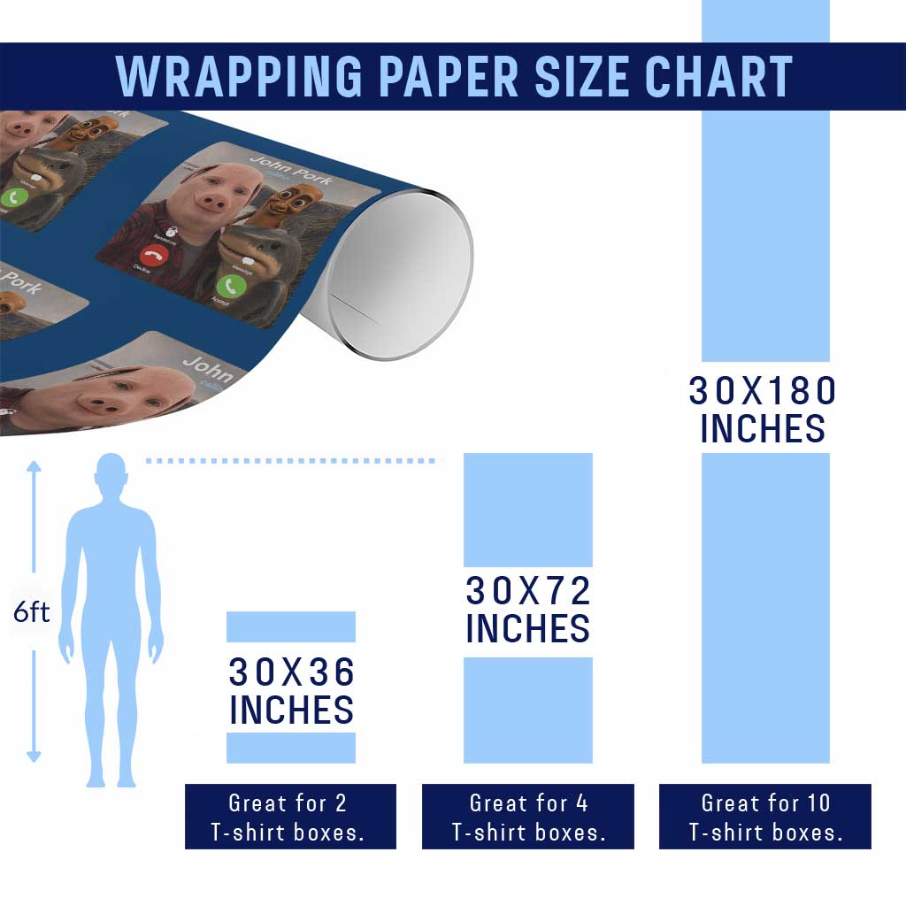 Tung Tung Tung Sahur John Pork Calling Wrapping Paper Roll Tralalero Tralala Meme Brainrot Funny