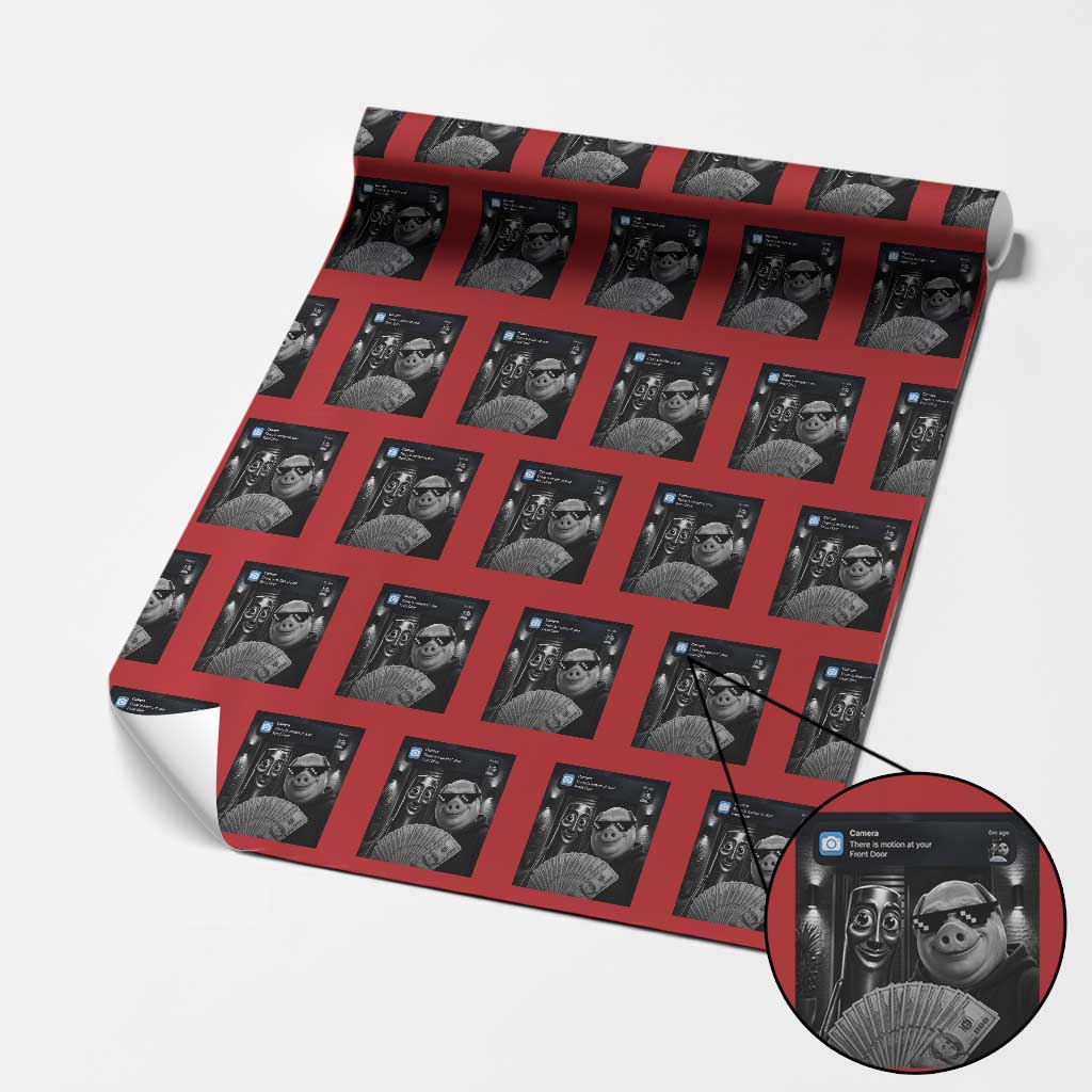 Tung Tung Tung Sahur John Pork Meme Brainrot Wrapping Paper Roll There Is Motion At Your Front Door