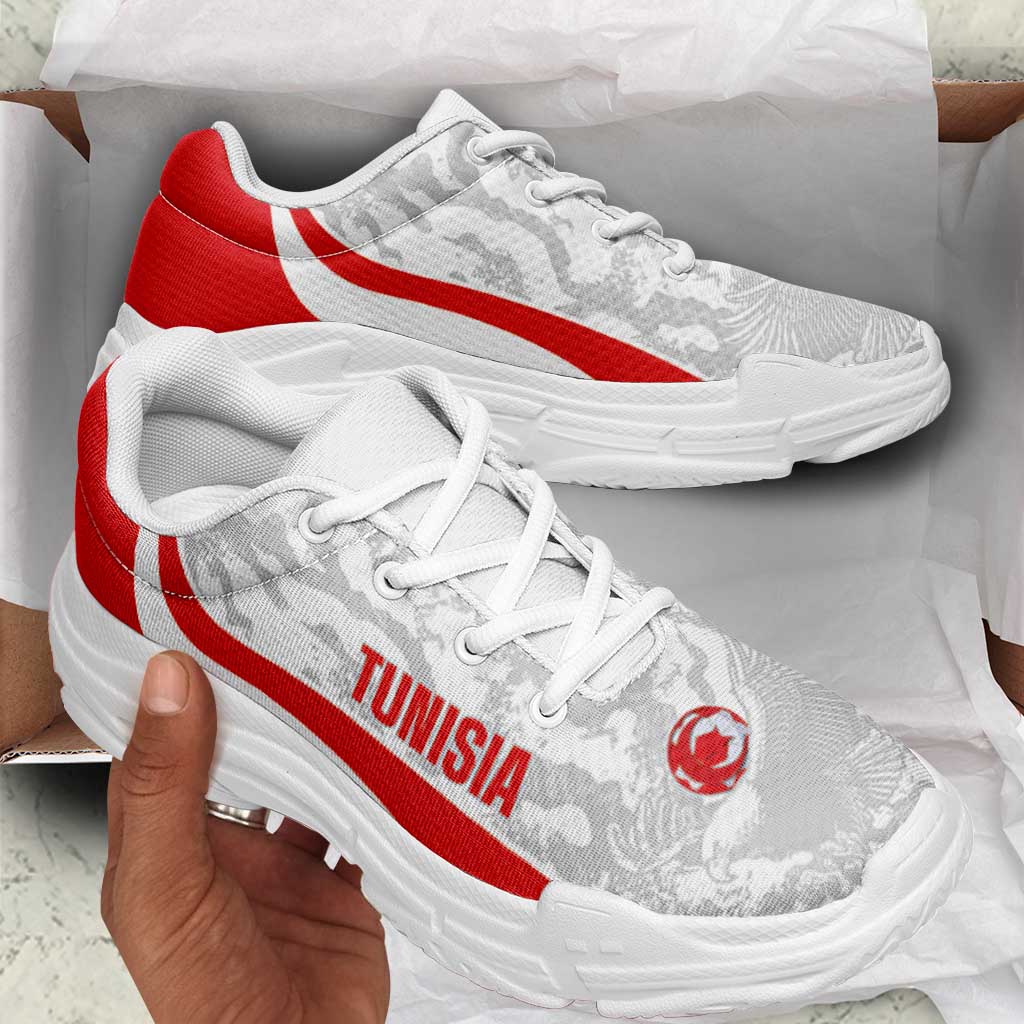 Tunisia 2026 Football Chunky Sneakers Eagles of Carthage Grunge Curve Stylized - Wonder Print Shop