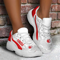 Tunisia 2026 Football Chunky Sneakers Eagles of Carthage Grunge Curve Stylized - Wonder Print Shop