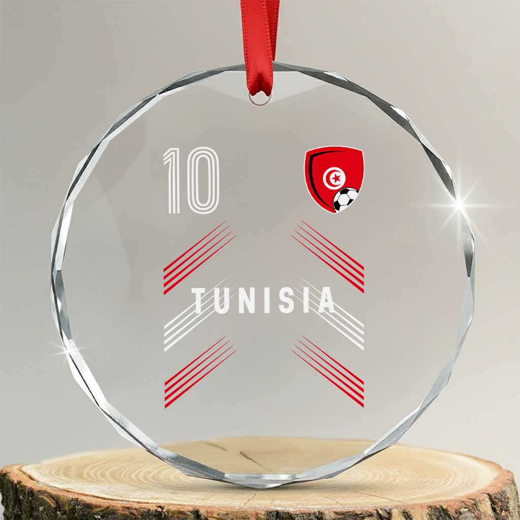 Tunisia Soccer Sports Graphic Number 10 Jersey Style Crystal Glass Ornament Proud Tunisian Football Fans Game Day Maghreb Pride