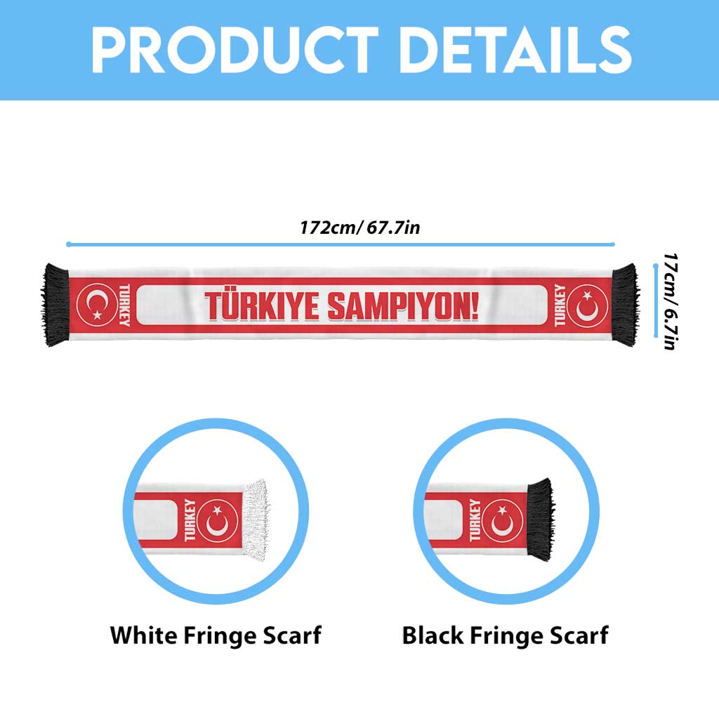 Turkey 2026 Football Personalised Soccer Scarf Turkiye Sampiyon