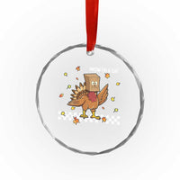 Turkey Cat Crystal Glass Ornament Funny Thanksgiving Meow - Wonder Print Shop