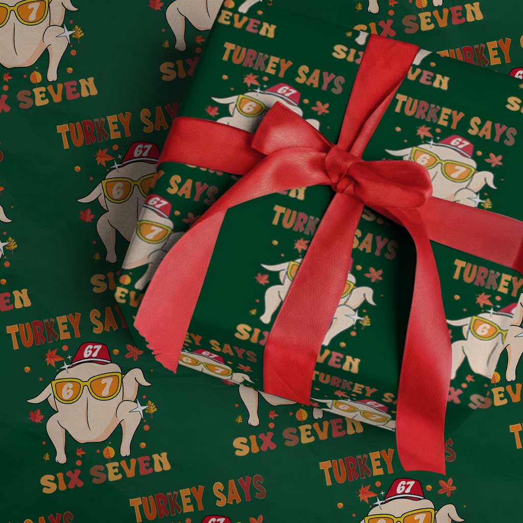 Turkey Says Six Seven Wrapping Paper Roll Funny Thanksgiving Meme Gift - Wonder Print Shop